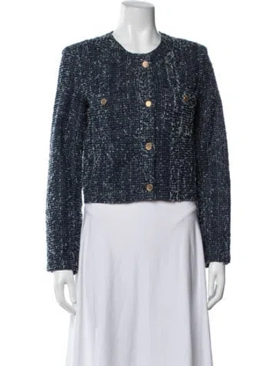 Pre-owned Frame Tweed Pattern Jacket In Blue