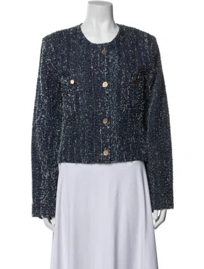 Pre-owned Frame Tweed Pattern Jacket In Blue