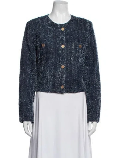 Pre-owned Frame Tweed Pattern Jacket In Blue