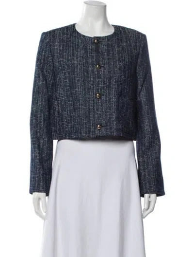 Pre-owned Frame Tweed Pattern Jacket In Blue