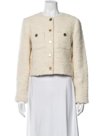 Pre-owned Frame Tweed Pattern Jacket W/ Tags In White