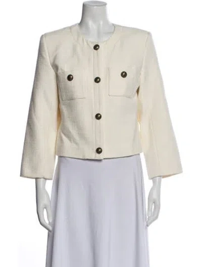 Pre-owned Frame Tweed Pattern Jacket In White