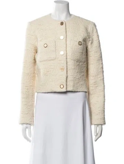 Pre-owned Frame Tweed Pattern Jacket In White