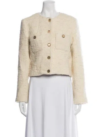 Pre-owned Frame Tweed Pattern Jacket In White