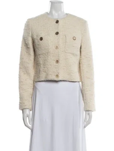 Pre-owned Frame Tweed Pattern Jacket In White