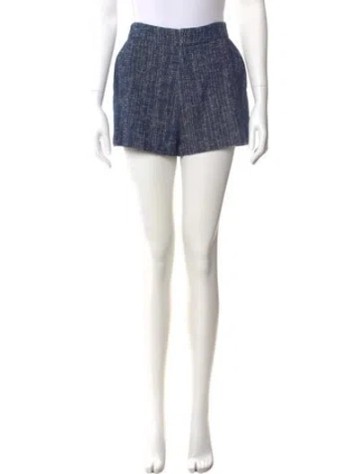 Pre-owned Frame Tweed Pattern Mini Shorts W/ Tags In Blue