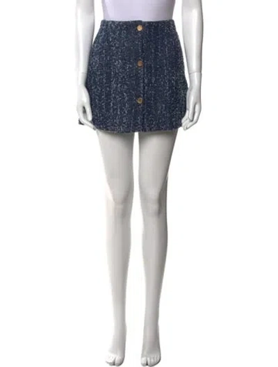 Pre-owned Frame Tweed Pattern Mini Skirt In Blue