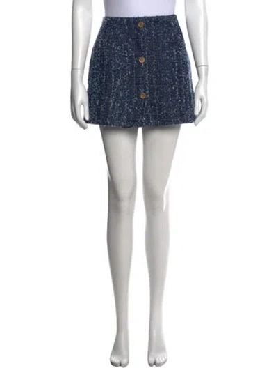 Pre-owned Frame Tweed Pattern Mini Skirt In Blue