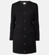 Frame Mixed Meed Long Sleeve Mini Coat Dress In Black
