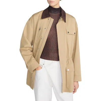 Frame The Safari Drawstring Corduroy-trimmed Cotton-twill Jacket In Neutral