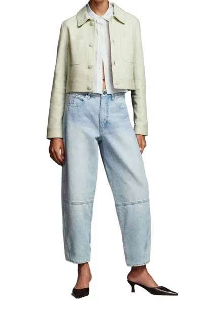 Frame Twisted Barrel Mid Rise Jeans In Never In Green