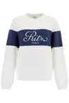 Frame White Crewneck Sweatshirt With Contrasting Logo Print In Cotton Woman