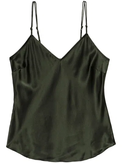 Frame V-neck Silk Top In Noir