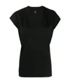 Frame Black Cotton V-neck T-shirt In Black