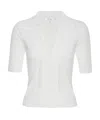 Frame Lace-up Short-sleeve Polo Sweater In White