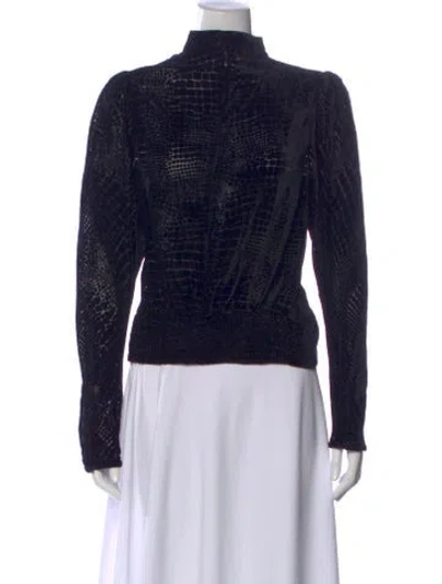 Pre-owned Frame Velvet Animal Print Top In Black