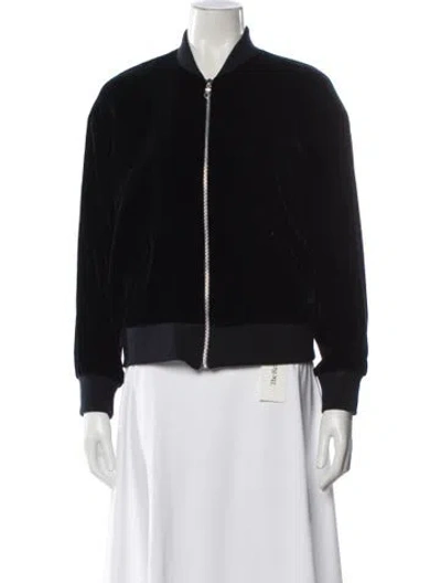 Pre-owned Frame Velvet Bomber Jacket In Black