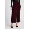 Frame Cropped Velvet Pants In Wine