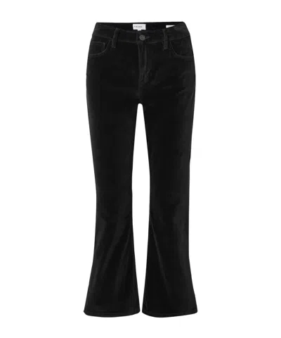Frame Velvet Flared Pants In Black