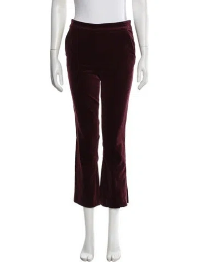 Pre-owned Frame Velvet Flared Pants In Burgundy
