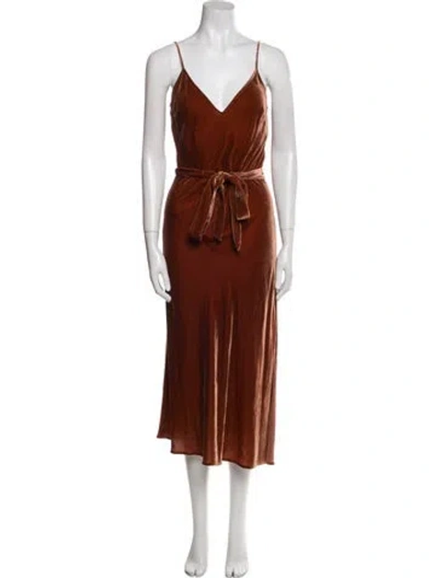 Pre-owned Frame Velvet Midi Length Dress In Brown
