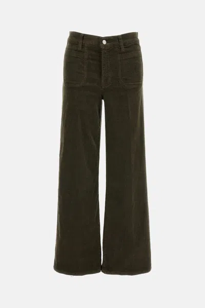 Frame Velvet Pants: Le Slim Palazzo Modernist Pocket In Green