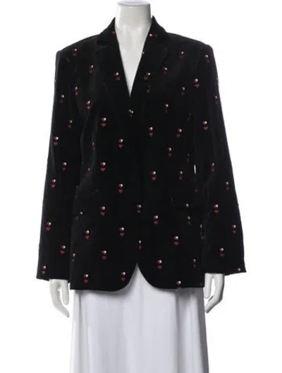Pre-owned Frame Velvet Patterned Blazer In Black