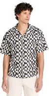 Frame Retro Print Oversized Button Down Camp Shirt In Dark Navy