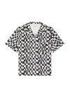 Frame Retro Print Oversized Button Down Camp Shirt In Dark Navy