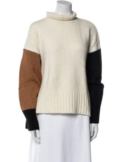Pre-owned Frame Virgin Wool Colorblock Pattern Sweater In Blue