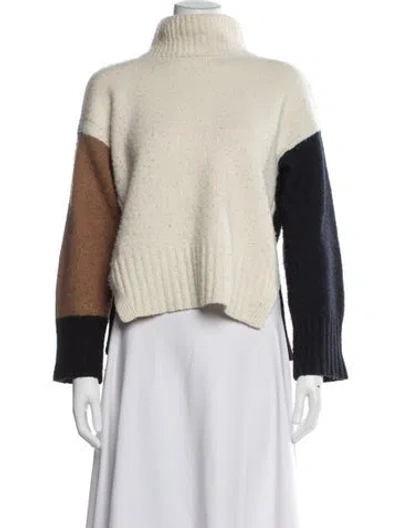 Pre-owned Frame Virgin Wool Colorblock Pattern Sweater In Blue