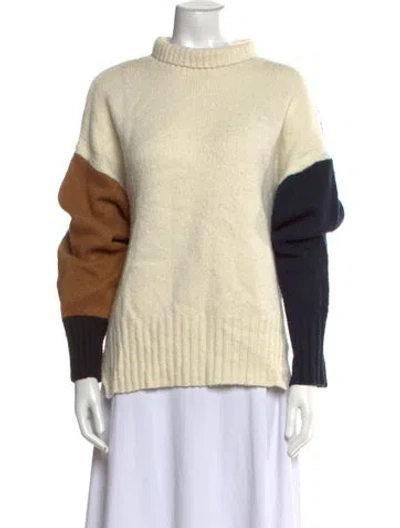 Pre-owned Frame Virgin Wool Colorblock Pattern Sweater In Neutral