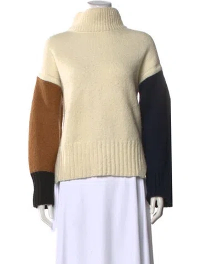 Pre-owned Frame Virgin Wool Colorblock Pattern Sweater In Neutral
