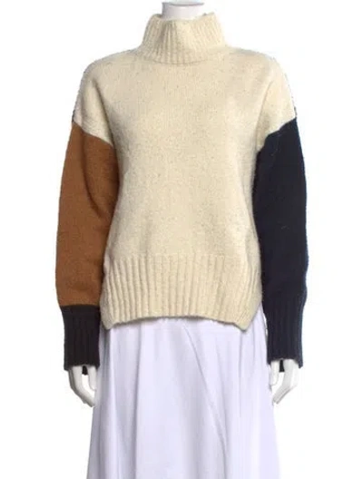Pre-owned Frame Virgin Wool Colorblock Pattern Sweater In Neutral