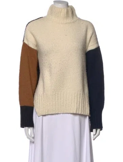 Pre-owned Frame Virgin Wool Colorblock Pattern Sweater In Neutrals