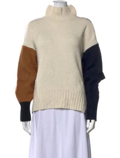 Pre-owned Frame Virgin Wool Colorblock Pattern Sweater In Neutrals