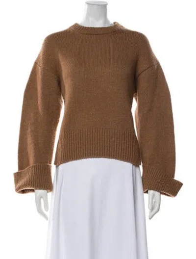 Pre-owned Frame Virgin Wool Crew Neck Sweater In Brown