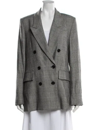 Pre-owned Frame Virgin Wool Houndstooth Print Blazer In Black