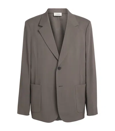 Frame Virgin Wool Unstructured Blazer In Green