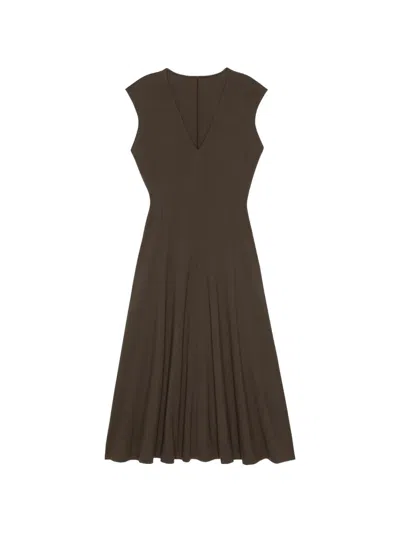 Frame V-neck Dress In Brown