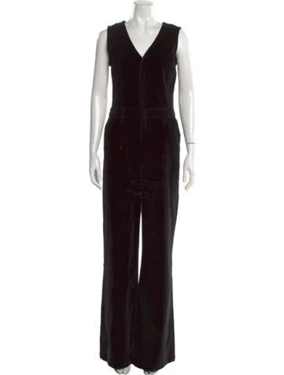Pre-owned Frame V-neck Jumpsuit In Black