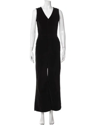 Pre-owned Frame V-neck Jumpsuit In Black