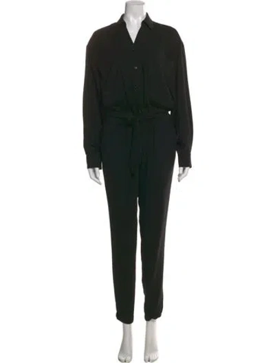 Pre-owned Frame V-neck Jumpsuit In Black