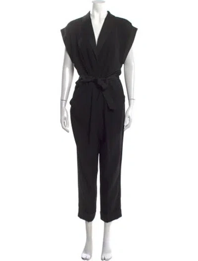 Pre-owned Frame V-neck Jumpsuit In Black