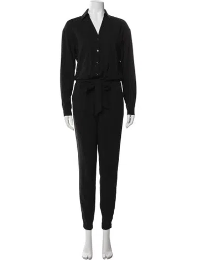 Pre-owned Frame V-neck Jumpsuit In Black