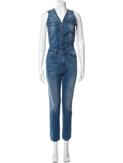 Pre-owned Frame V-neck Jumpsuit In Blue