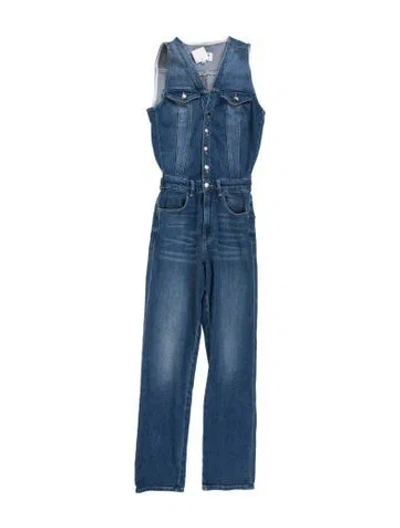 Pre-owned Frame V-neck Jumpsuit In Blue