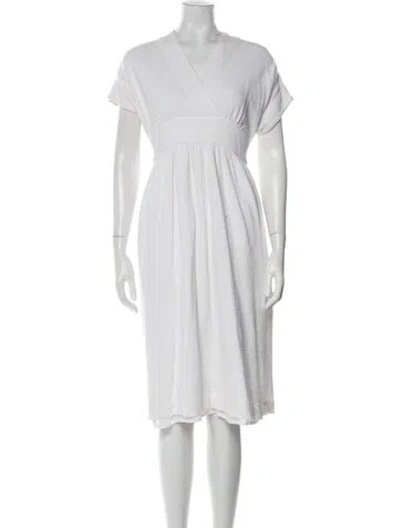 Pre-owned Frame V-neck Knee-length Dress In White