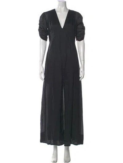 Pre-owned Frame V-neck Long Dress In Black