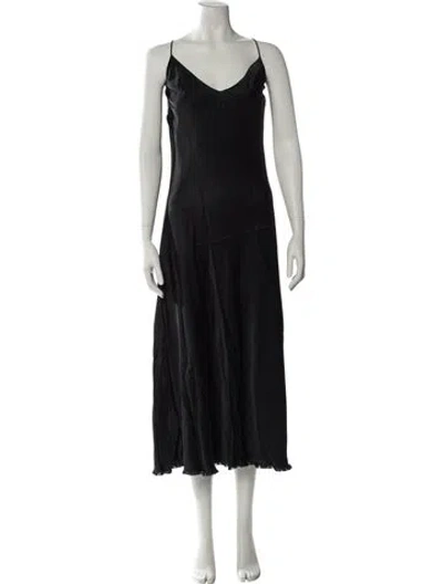 Pre-owned Frame V-neck Long Dress In Black